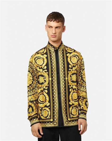 black versace silk shirt|Versace silk shirt price.